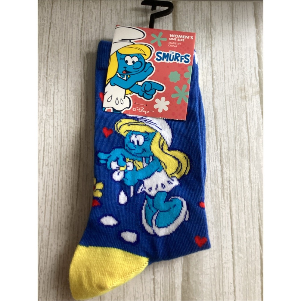 THE SMURFS SMURFETTE SOCKS NEW One‎ Size Adult Blue New With Tags